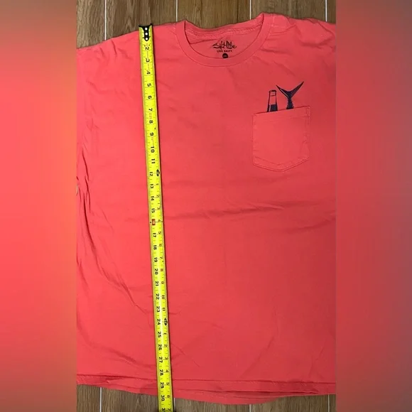 Salt Life NWOT 2XL Mens Shirt Pink Salmon Blue - Picture 3 of 6